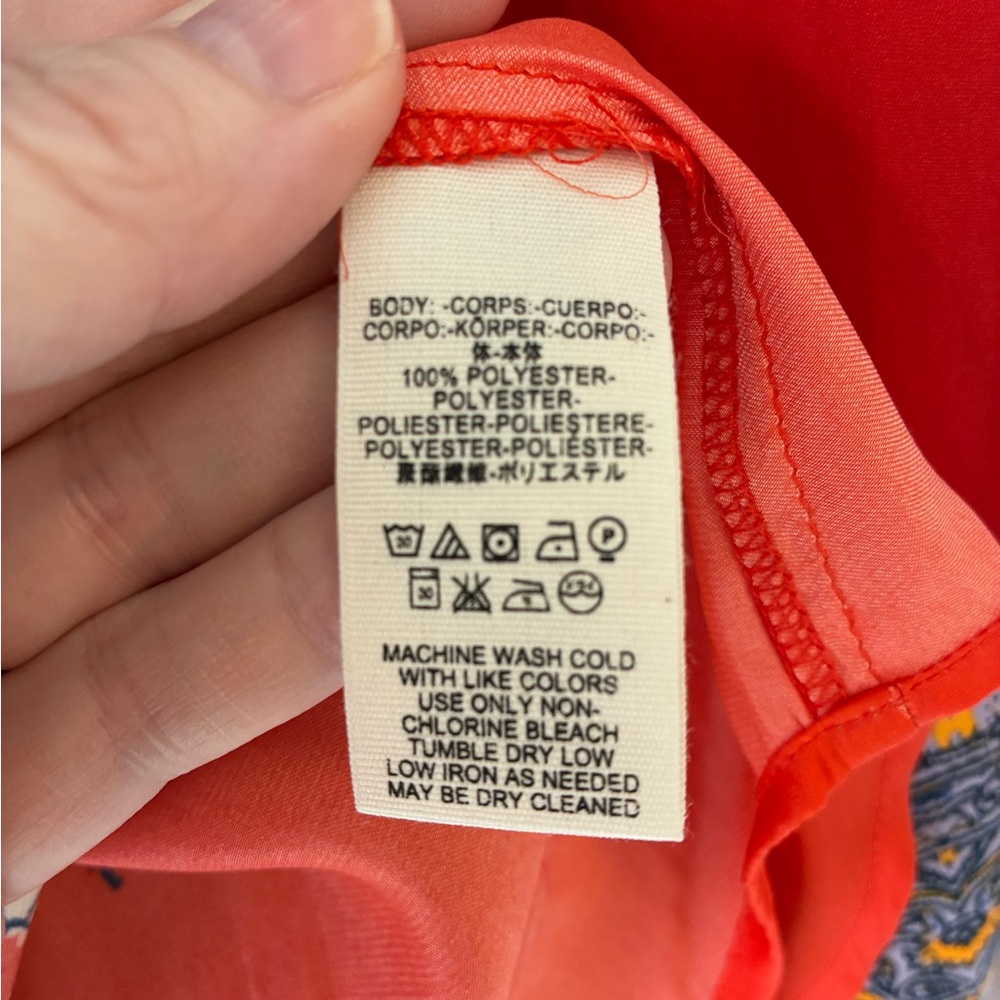 NWOT Free People Positano Floral Boho Blouse Orange Blue S - Picture 5 of 11